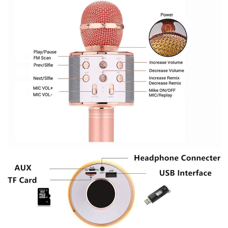 🎤 Micrófono Karaoke Bluetooth - Altavoz WS 🎶